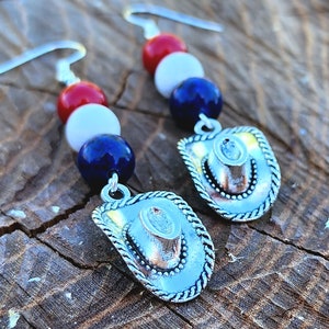 4th of July heart or Cowboy Earrings | Independence Day | Fun Jewelry Set | Patriotic | Gift for her
