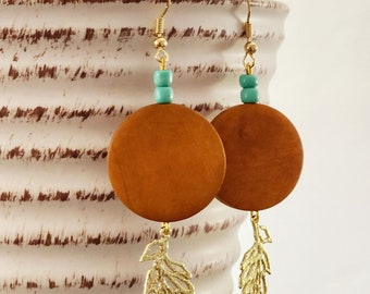 Boho Chic Necklace & Earrings | Gold Earrings | Turquoise Jewelry | Gift For her | Mother's Day