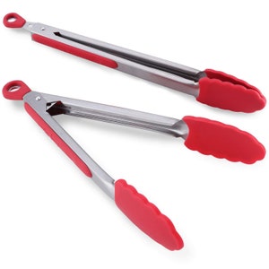  Toaster Tongs - (Set of Two) Silicone Tongs for Cooking - Toast  Tongs - Salad Tongs - Cooing Tongs - Rubber Tongs - Plastic Tongs - Mini  Tongs - Small Tongs