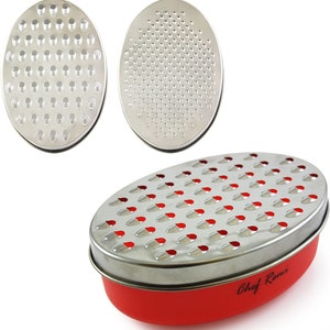 Chef Remi Cheese Grater Vegetable Grater 2 Size Blades with Storage Container and Lid image 6