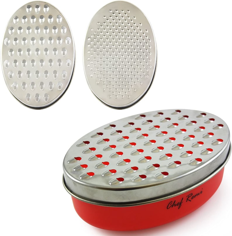 Chef Remi Cheese Grater Vegetable Grater 2 Size Blades with Storage Container and Lid image 6