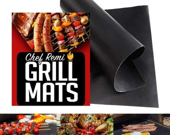 Chef Remi BBQ Grill Mats -Non-Stick Reusable Mats Gas Charcoal & Ovens