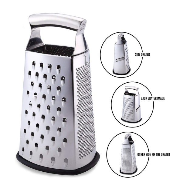 Professional Box Grater, Stainless Steel with 4 Sides, Best for