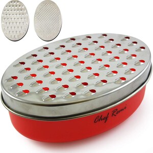 Chef Remi Cheese Grater Vegetable Grater 2 Size Blades with Storage Container and Lid image 1