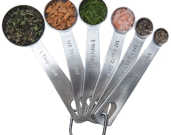 Measuring Spoons Set of 6 Stackable Stainless Steel Spoons