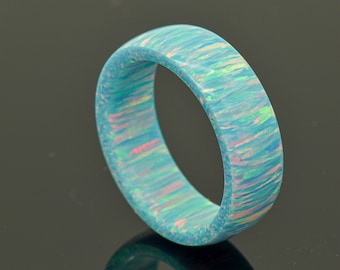 Solid Turquoise Fire Blue Bello Opal Ring