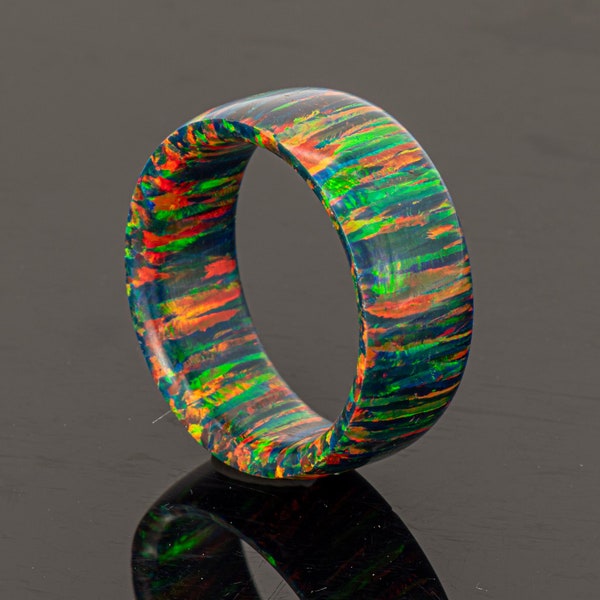 Solid Black Fire Bello Opal Ring