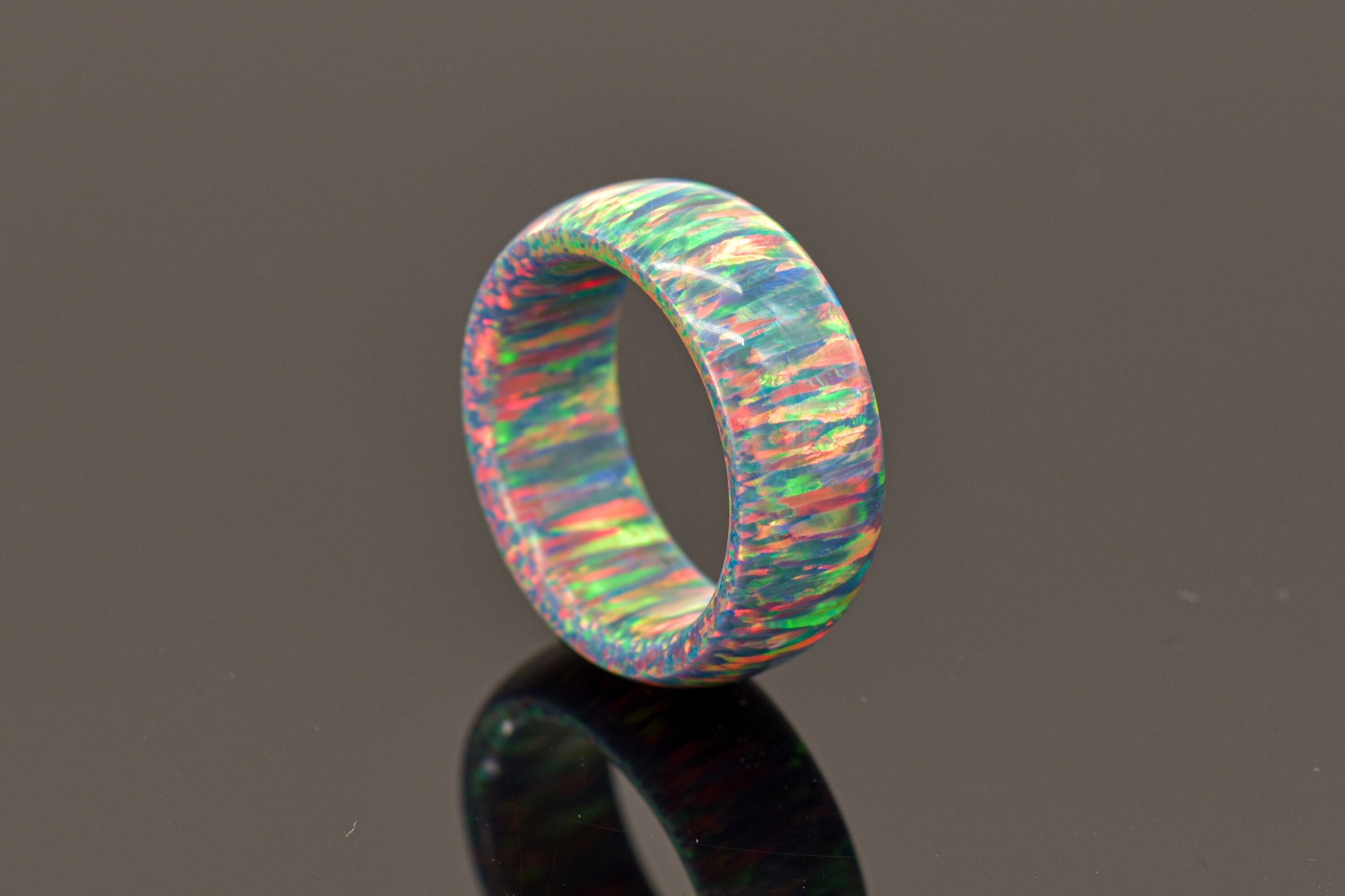 Solid Blue-Silver Bello Opal Ring