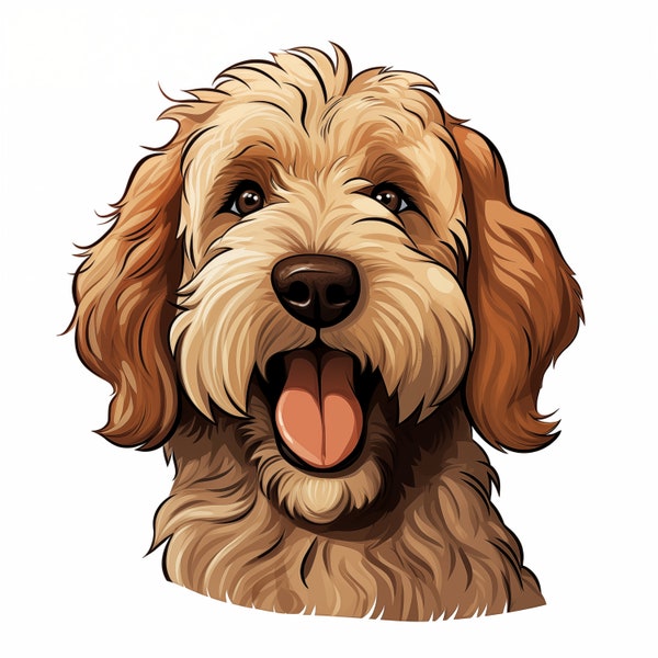 Cute Poodle Groodle Dog Icon Sticker Digital Artwork Download