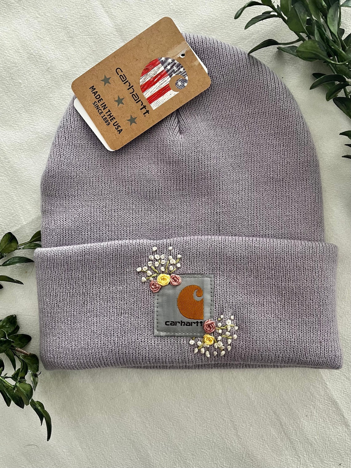 CUSTOM Hand Embroidered Carhartt Hat Floral Beanie Etsy