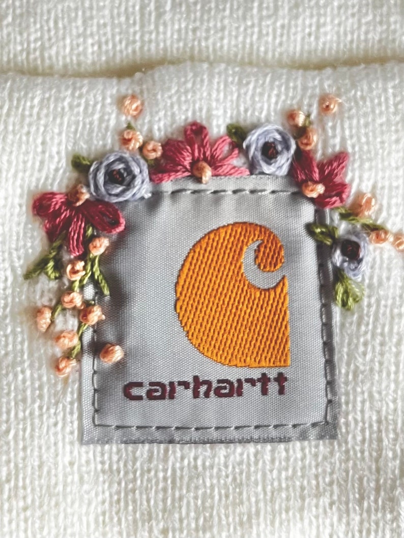 CUSTOM Hand Embroidered Carhartt Hat Floral Beanie Etsy