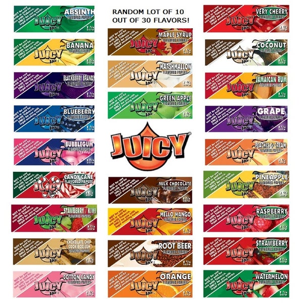 Juicy Jays Rolling Papers 10er Pack Variety Sampler 1,25 verschiedene Geschmacksrichtungen