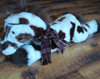 JC PENNY Holiday Paint Horse LARGE 27" Brown White Pinto Plush Stuffed Laying Vt