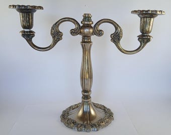 Vtg Silver Plate Sheffield Candelabra 2 Nozzle Candle Stick Holder Italy READ