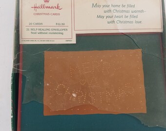 Vintage 20 Hallmark Merry Christmas Cards Green Gold Red Punched Made In USA NOS
