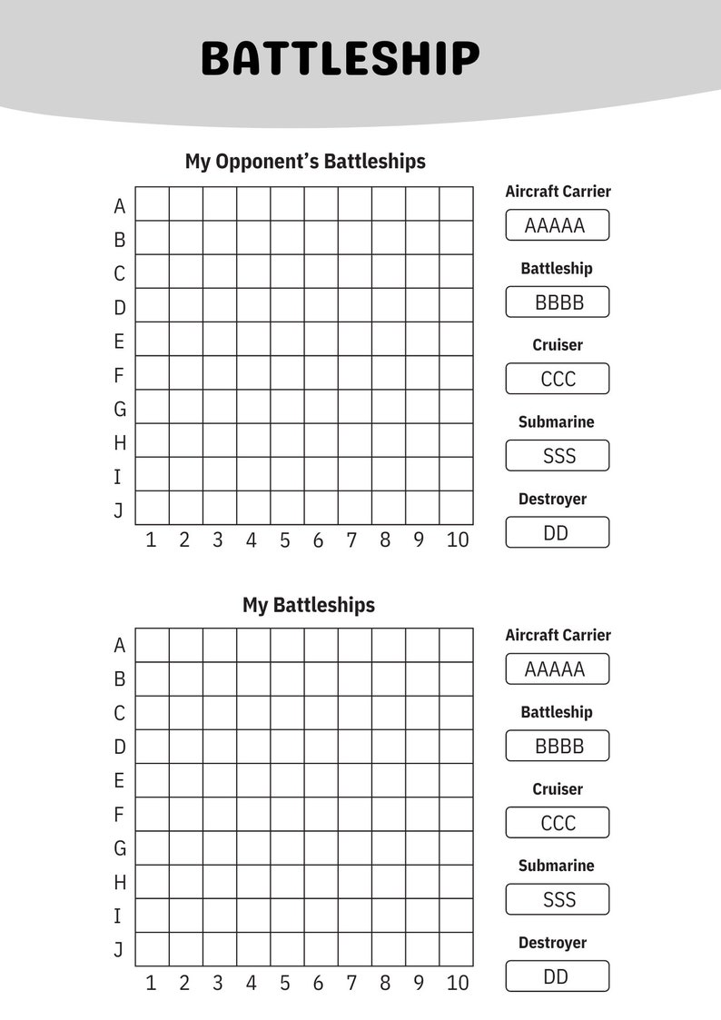 Battleship Printable Printable Battleship Game Battleship Game ...