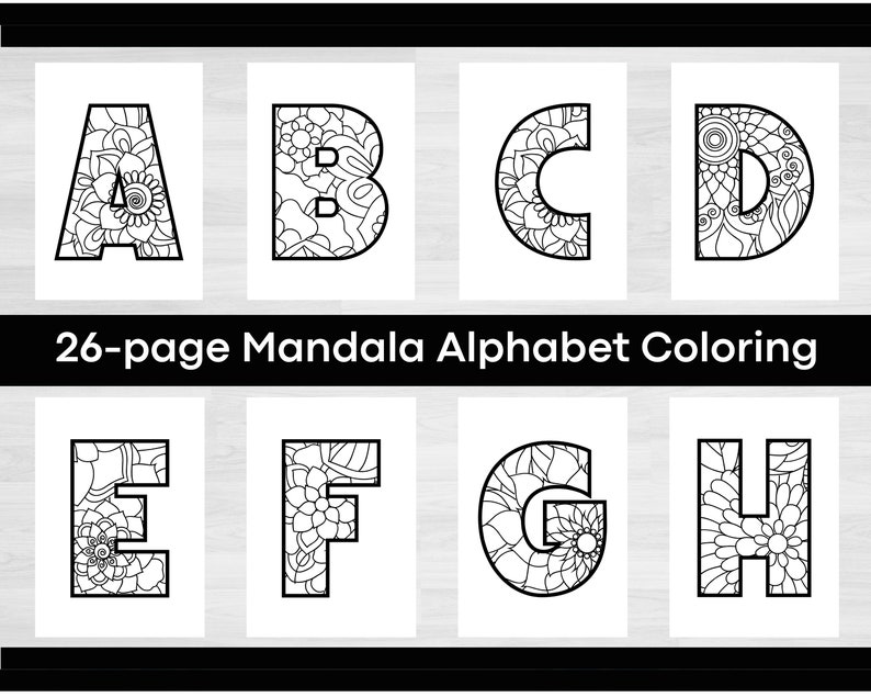 Mandala Alphabet Coloring Pages Mandala Alphabet Letter Coloring
