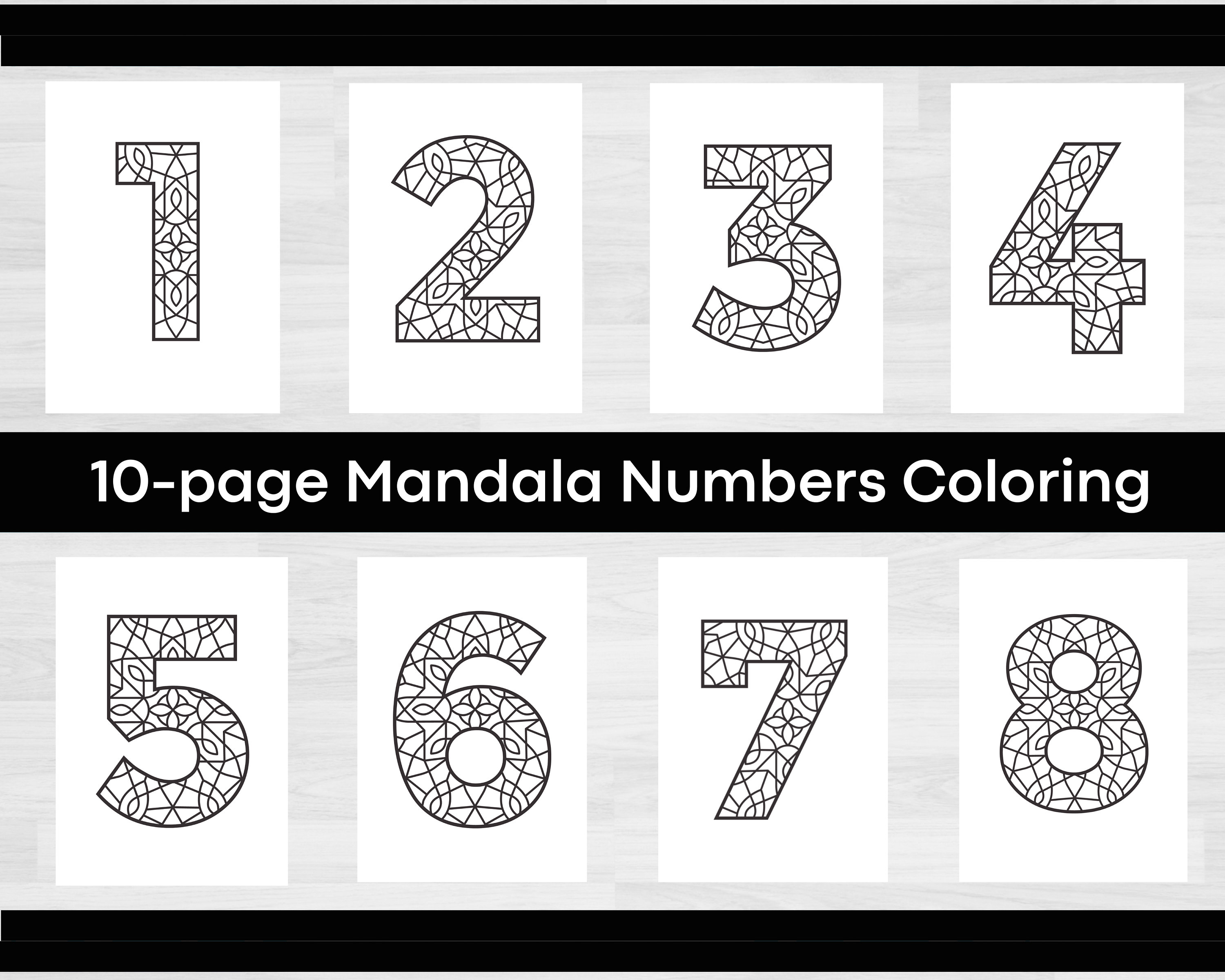 Printable Adult Color by Numbers Coloring Pages 8.5x11 Sheets