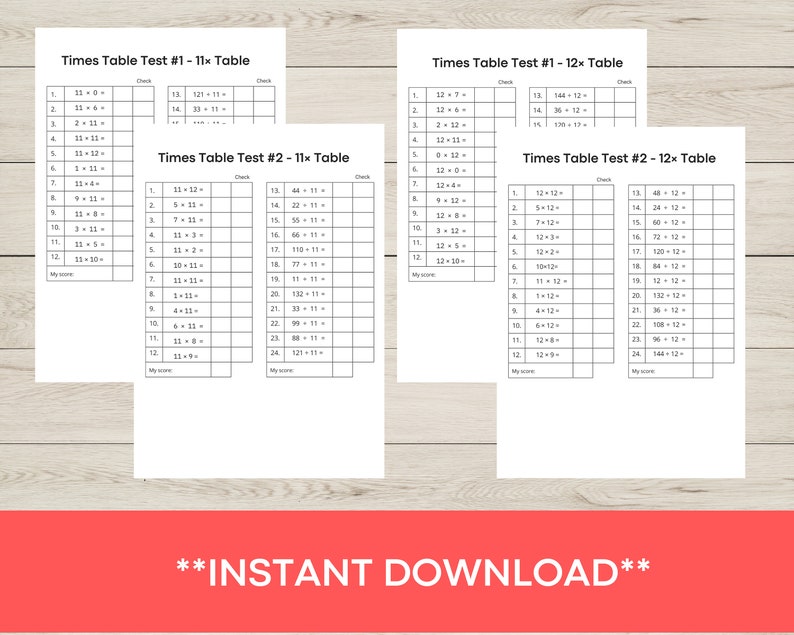 Times Table Multiplication Worksheets Time Tables Printable - Etsy México