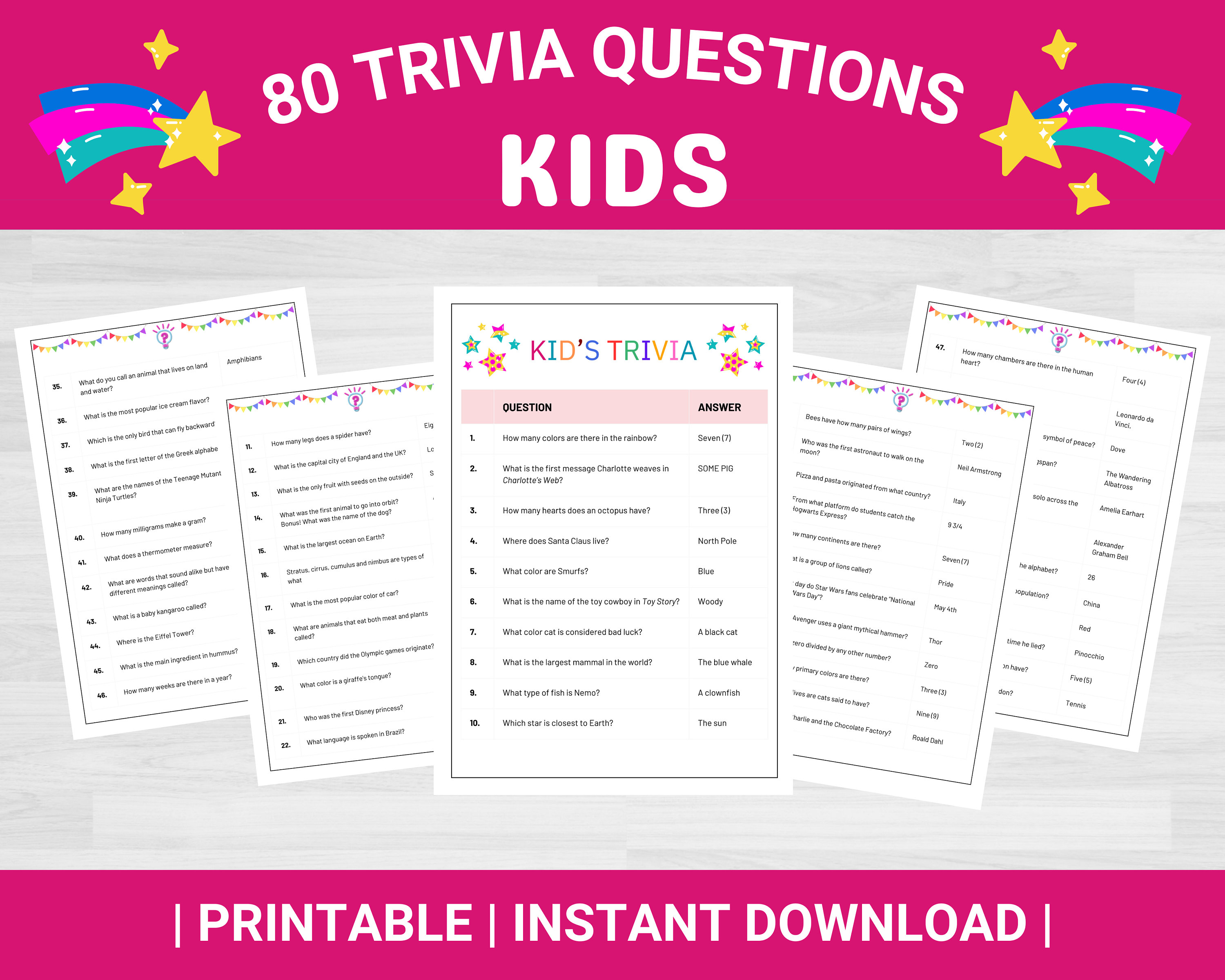 Kid's Trivia Quiz Kid's Trivia Trivia Games Trivia Printable Kid's ...