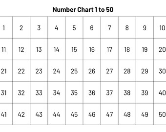 Number Chart 1-50 | Numbers 1 to 50 Printable | Numbers and  