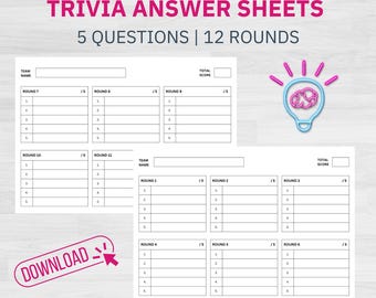 Quiz Antwortbögen: Quizspielabend zum Ausdrucken (PDF Download)