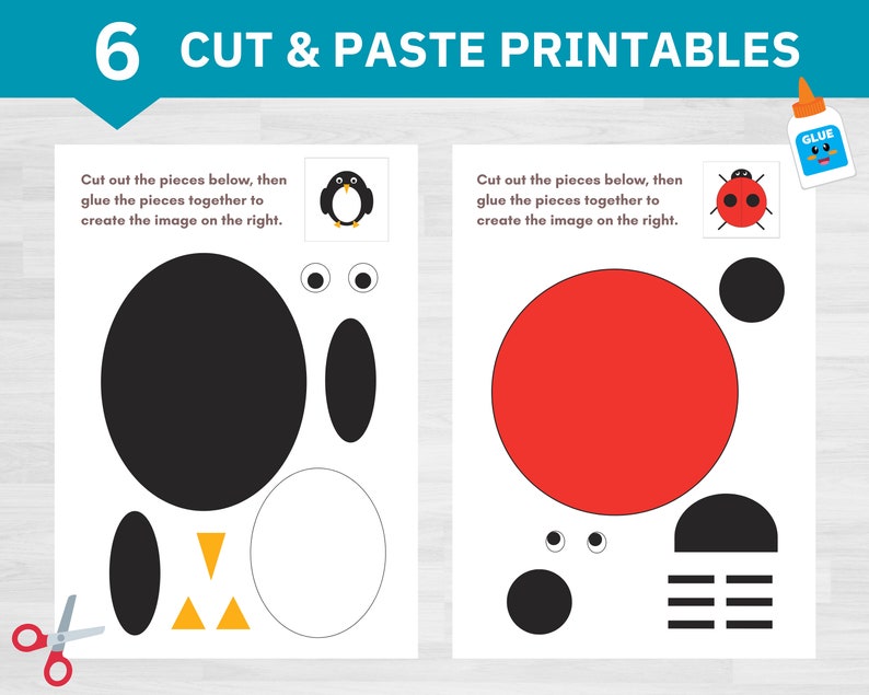 Cut and Paste Printables Cut and Glue Activities Cut and - Etsy