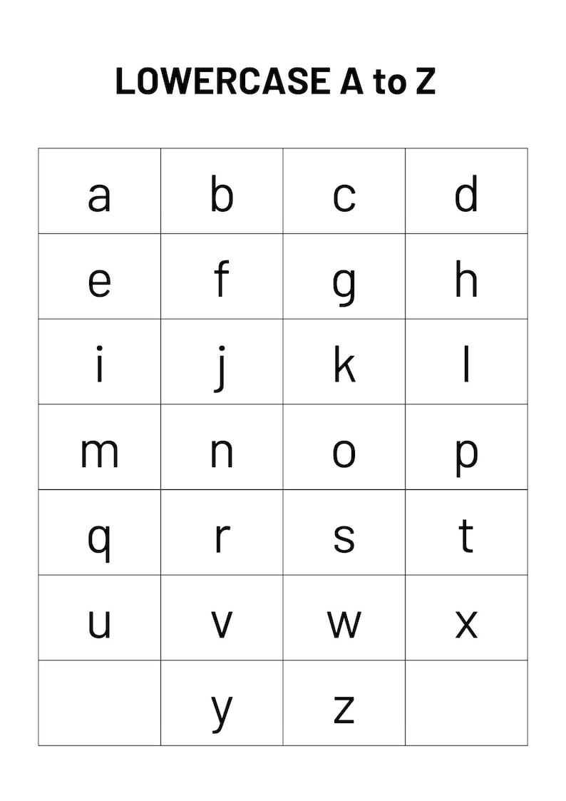 Alphabet Letter Chart A to Z Printable Alphabet Printables