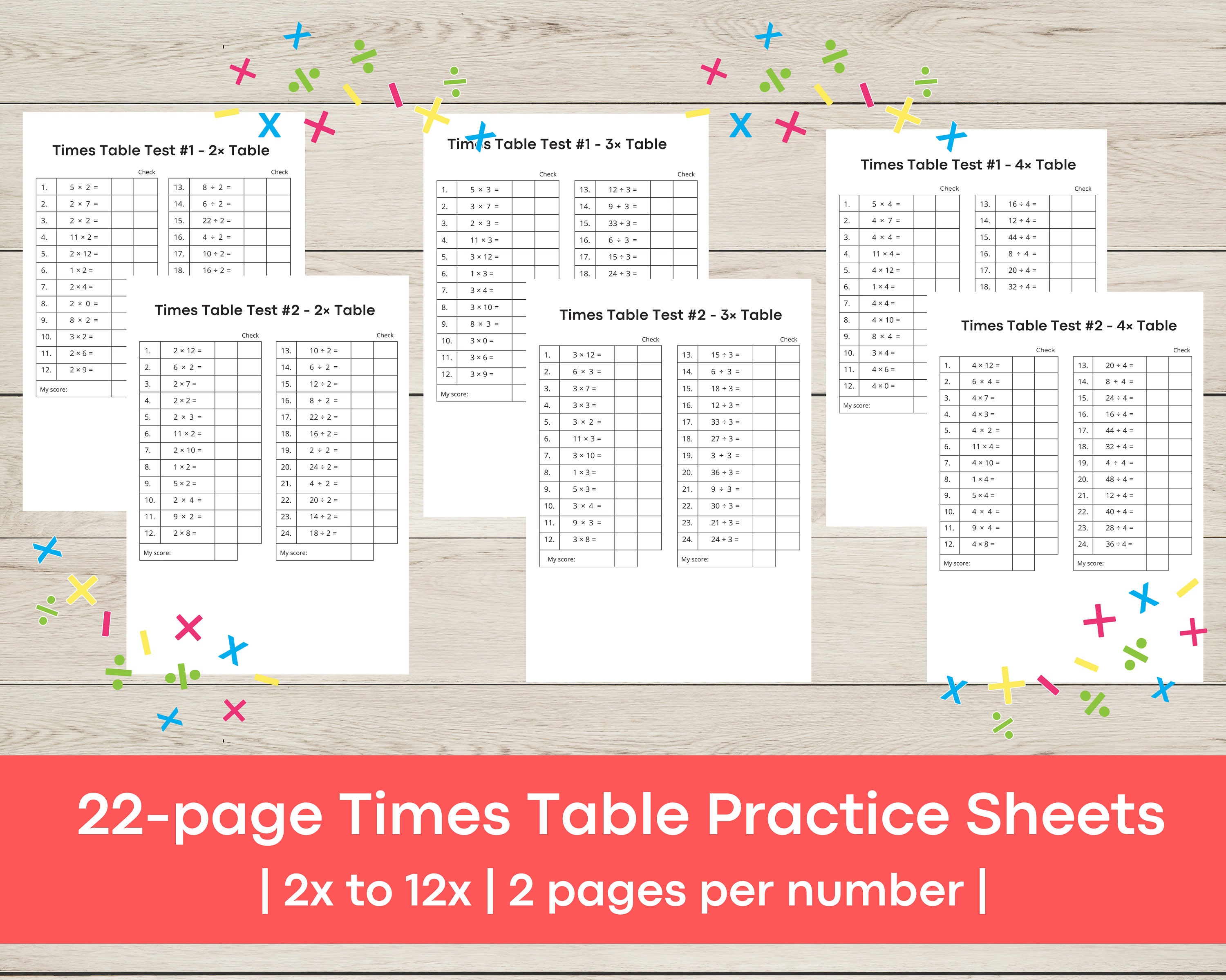 Times Table Multiplication Worksheets Time Tables Printable - Etsy