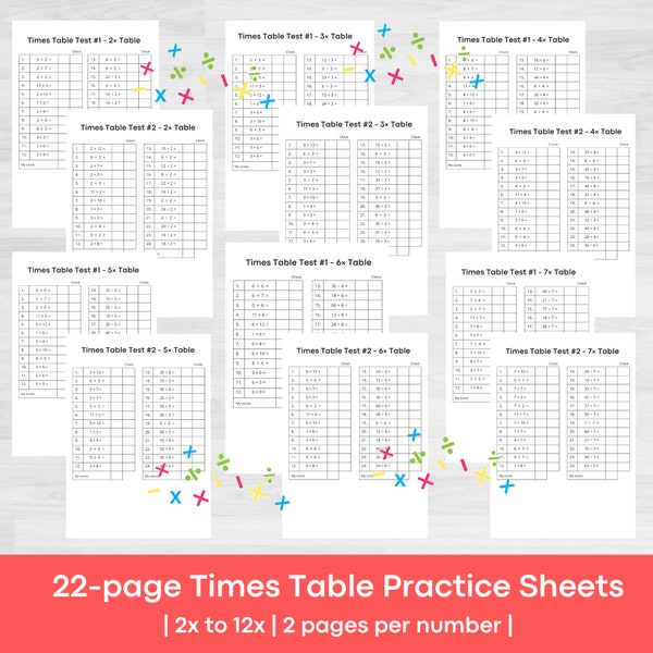 Times Table Multiplication Worksheets | Time Tables Printable | Times Table Exercises | Multiplication Drills | Times Table Worksheets |