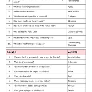 Printable Round Questions Kid's Trivia Quiz: 80 Questions, Family Game (digital Download) - Etsy