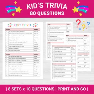 Quiz pour enfants | anecdotes pour enfants | Jeux-questionnaires | Trivia imprimable | Jeu-questionnaire pour enfants | Jeux de voyage | Jeux de société | Jeux familiaux | Anecdotes