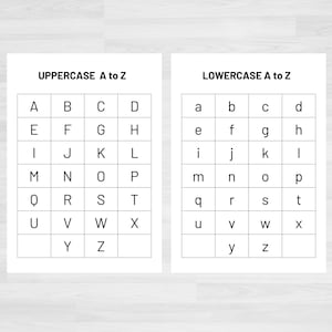 Tabla de letras del alfabeto / Imprimible de la A a la Z / Imprimibles del alfabeto / Imprimibles de alfabetización / Hojas preescolares / Aprender a leer / Educación en casa