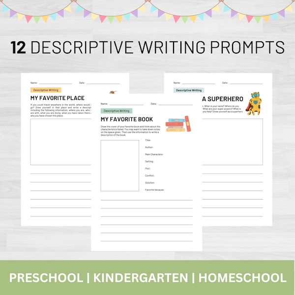 Creative Writing Prompts for Kids | Writing Worksheets for Kids - Etsy