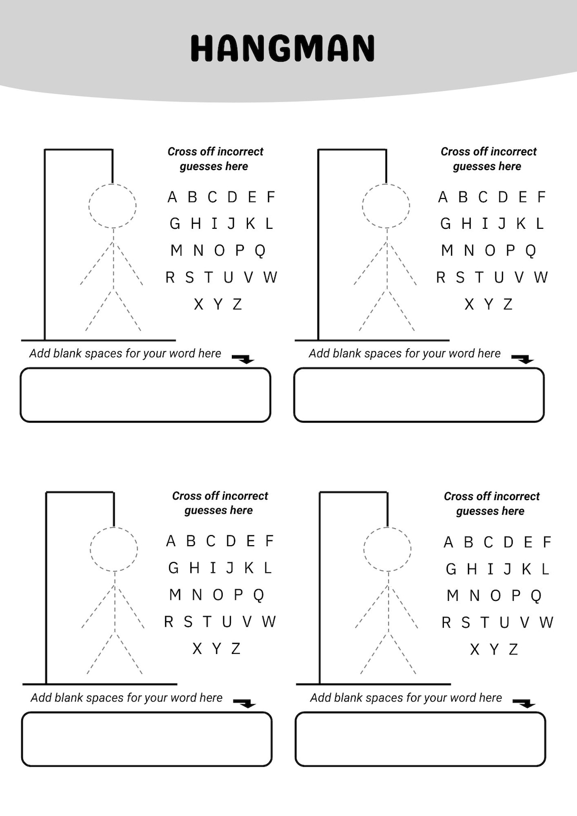 Hangman Printable Hangman Page Hangman Game Printable Road Trip Games