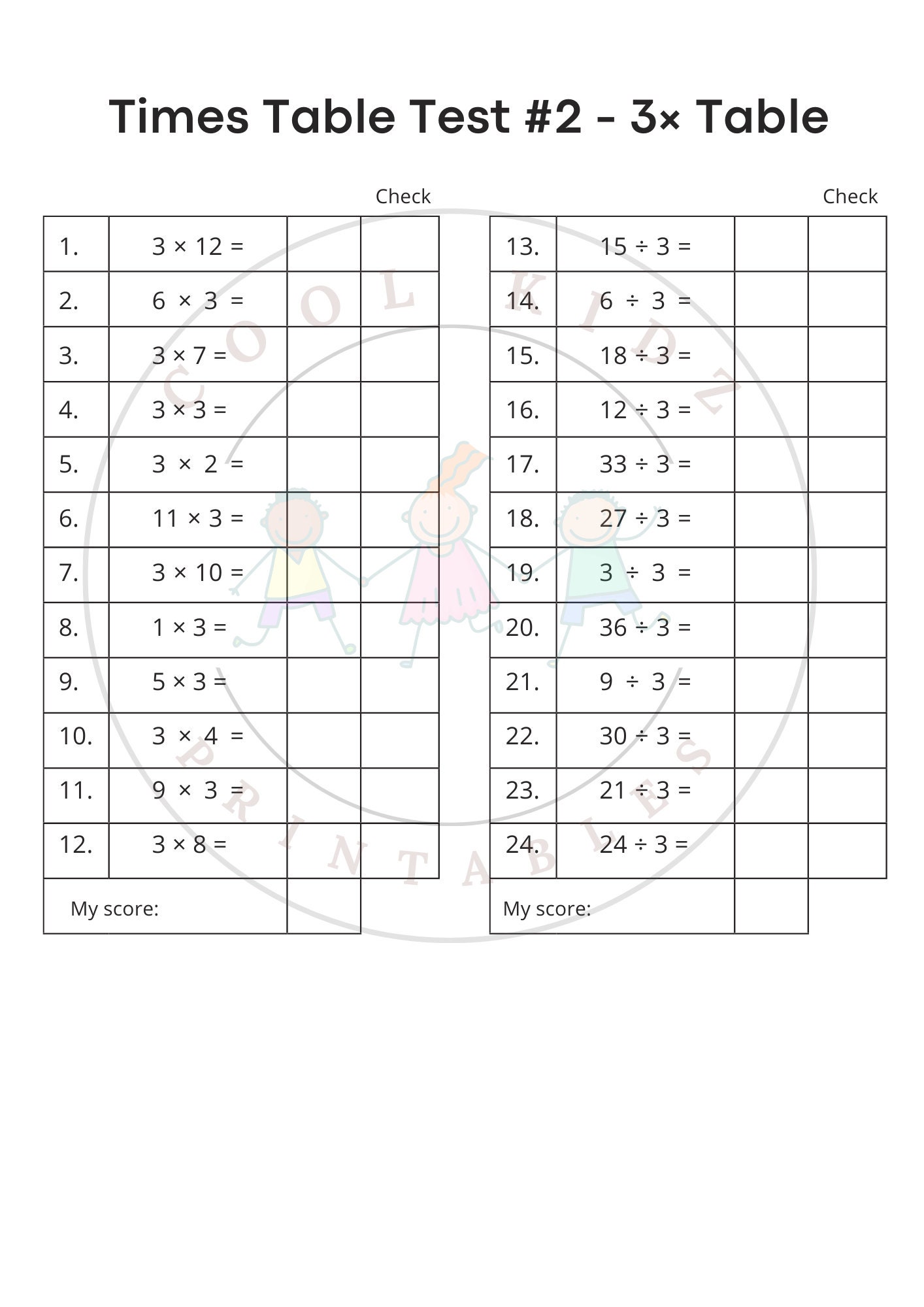 Times Table Multiplication Worksheets Time Tables Printable Times Table ...