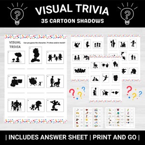 Kid's Trivia Quiz | Cartoon Trivia | Visual Trivia Quiz | Printable Cartoon Quiz | Trivia Party | Travel Games | Party Games | Family Games
