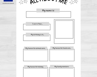 Alles über mich Arbeitsblatt: druckbare Aktivität für Kinder (digitaler Download)