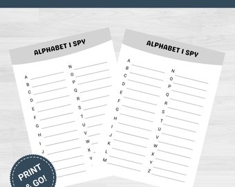 Alphabet I Spy Printable Game: Road Trip Travel Activity (PDF)