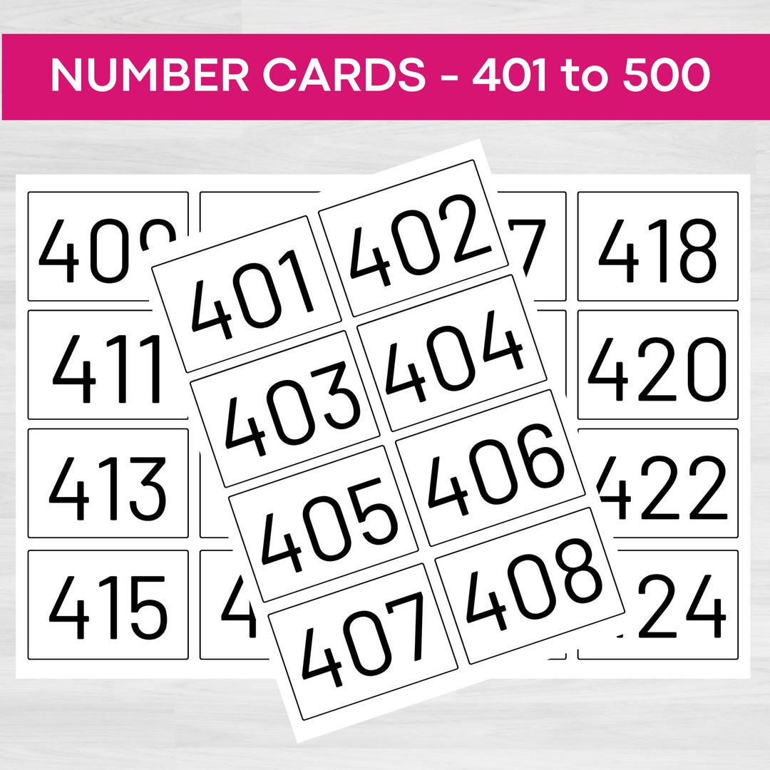 Number Flash Cards 401-500: Printable Numeracy Aid (digital Download ...