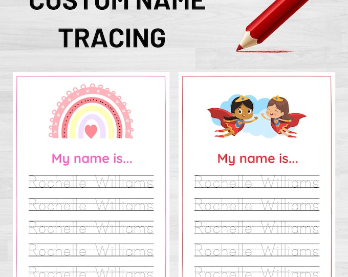 Mermaid Custom Name Tracing Sheet Personalized Name Trace Handwriting ...