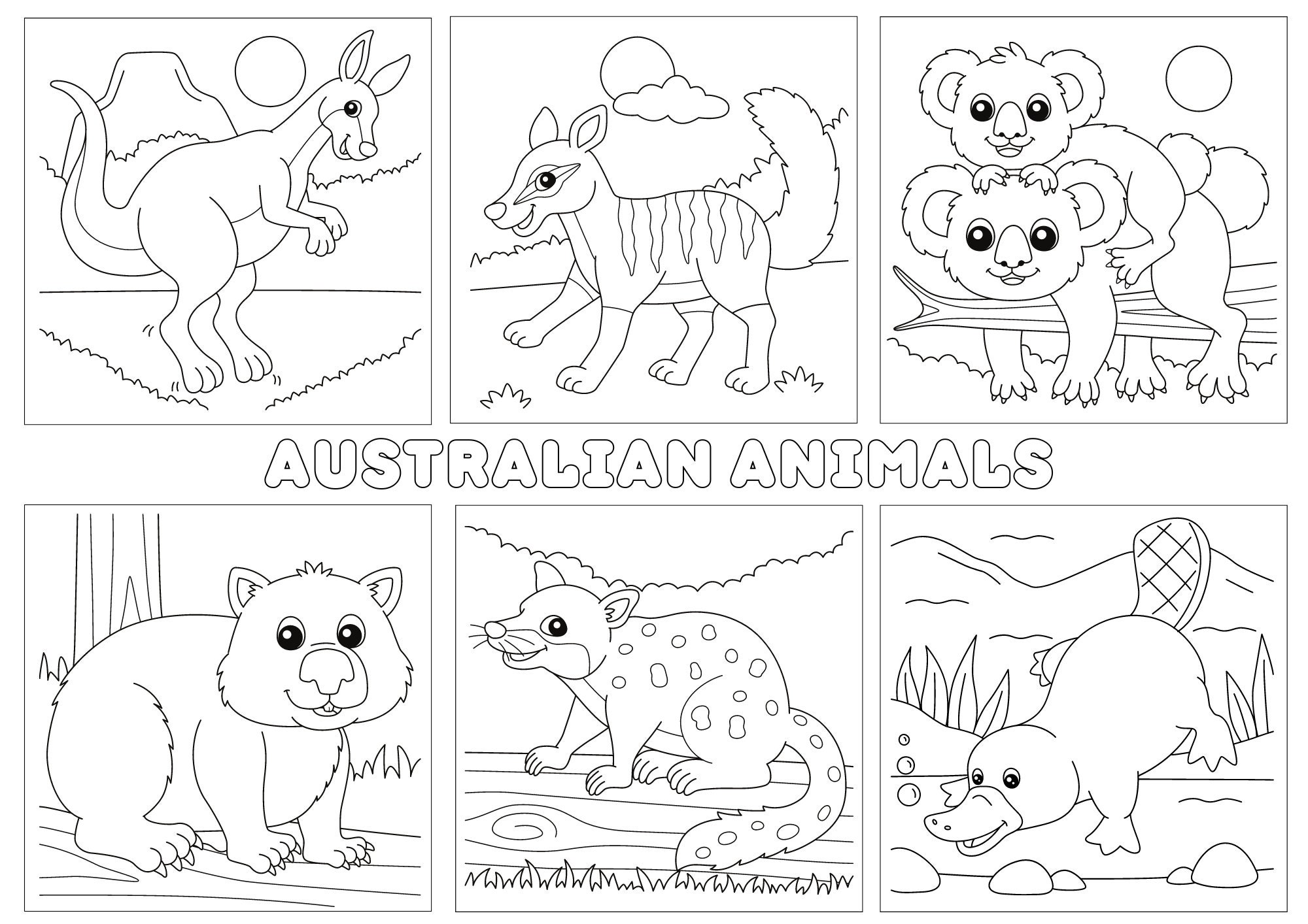 Native Australian Animals Coloring Pages Australian Animals Printables