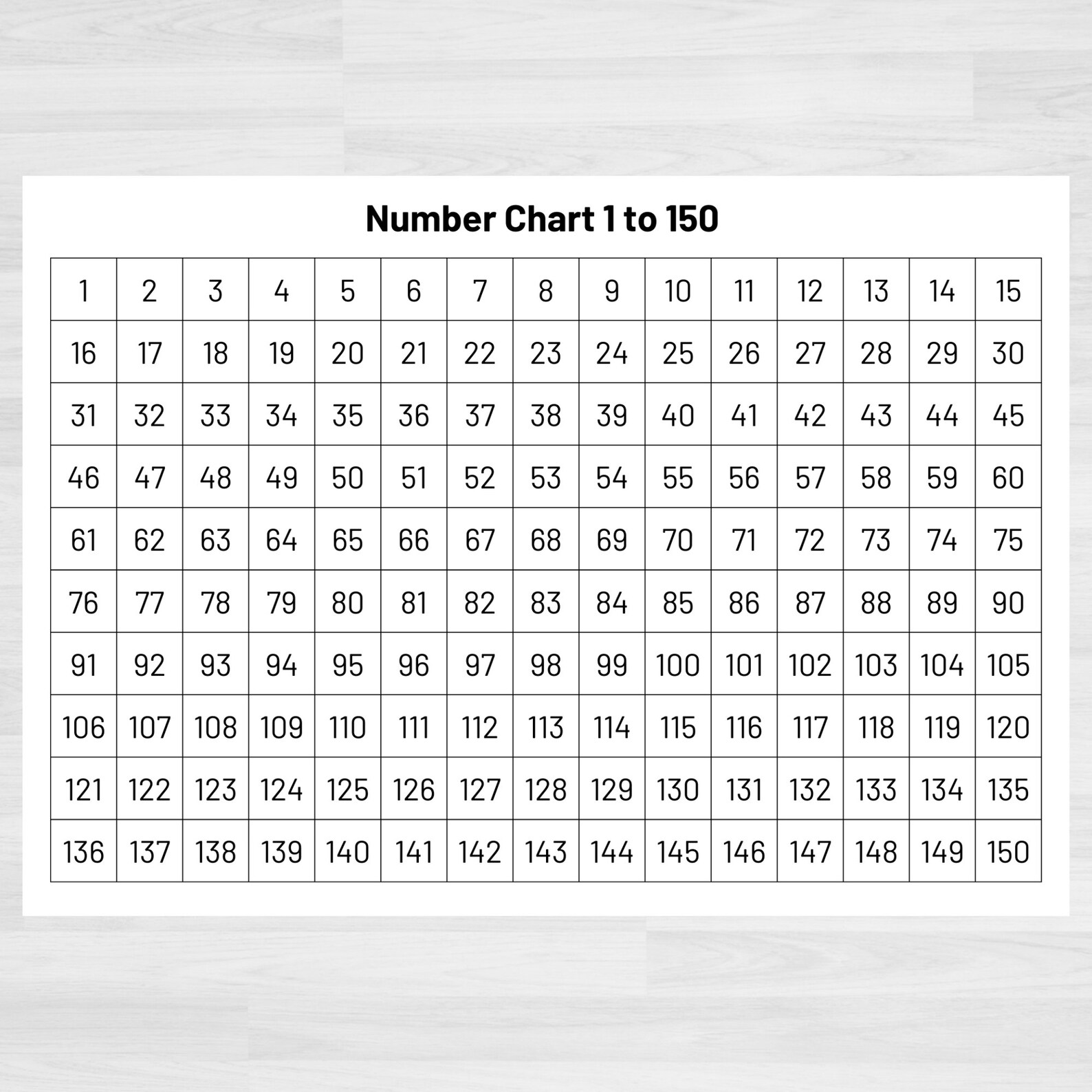 Number Chart 1 150 Numbers 1 To 150 Printable Numbers And Counting Math 
