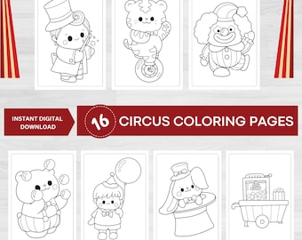 Circus Coloring Pages: 16-Page PDF (Digital Download)