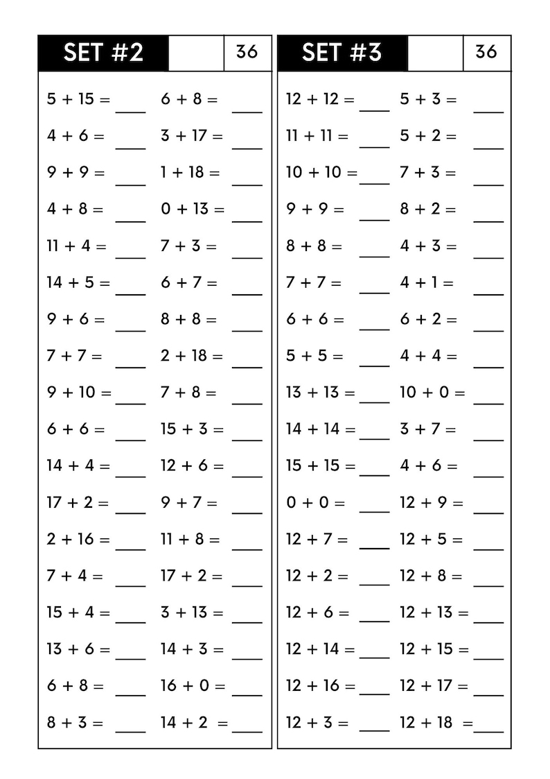 Math Drills Worksheets Addition Worksheets Subtraction Worksheets