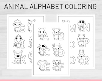 Animal Alphabet Printable | Alphabet Worksheets | Letter Worksheets for Kids | Coloring Printables | Coloring for Kids | Animal Coloring