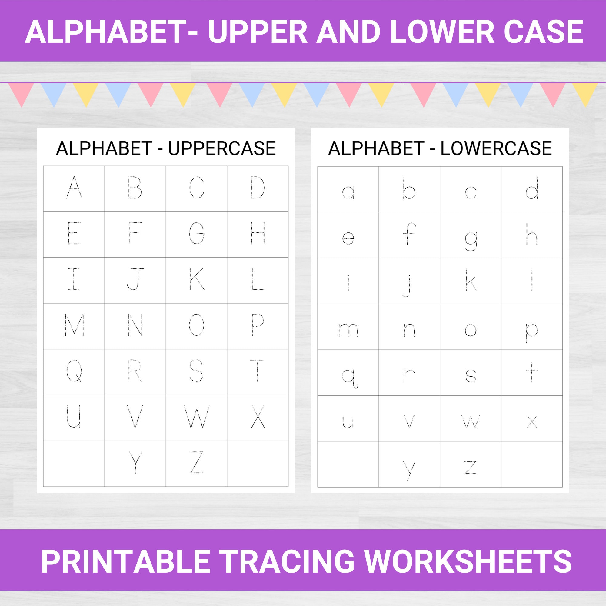 abcオーダーページ ABC/abc Tracing Worksheets B&W (Priscilla Beth