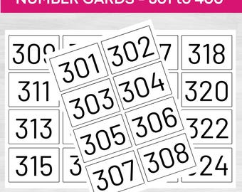 Number Flash Cards 301-400: Printable Numeracy Aid (Digital Download)