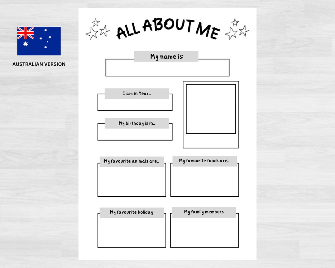 All About Me All About Me Template All About Me Printable - Etsy Australia