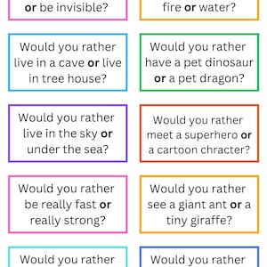 Would You Rather Printable Game for Kids | Conversation Starters ...